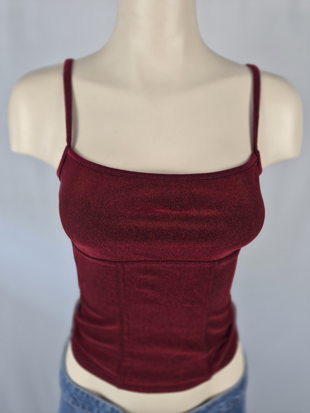 Y2K Slim Fit Burgundy Spaghetti Strap Cami Top
